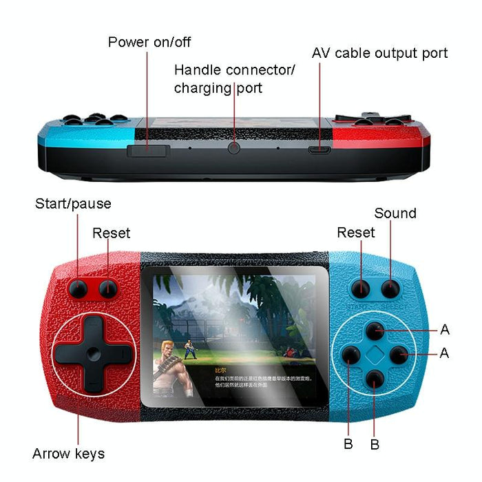 F1 3 Inch Horizontal Screen 620 In 1 Large Screen Pocket Console - Single Player Red Yellow