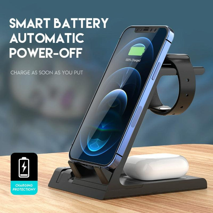 6 In 1 Wireless Charging Stand With Usb C Port & 8 Pin Cable
