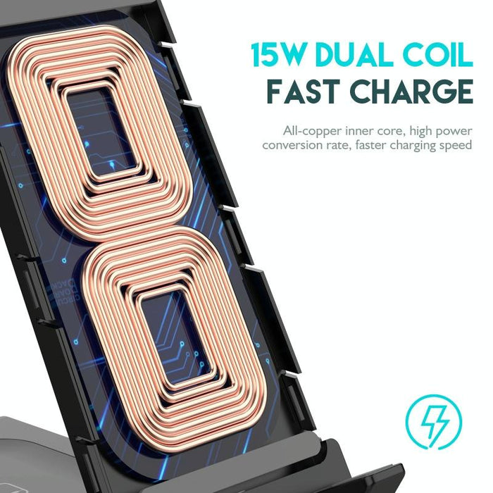 6 In 1 Wireless Charging Stand With Usb C Port & 8 Pin Cable