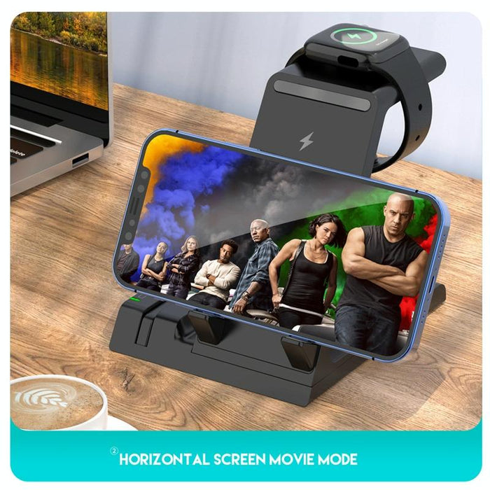 6 In 1 Wireless Charging Stand With Usb C Port & 8 Pin Cable
