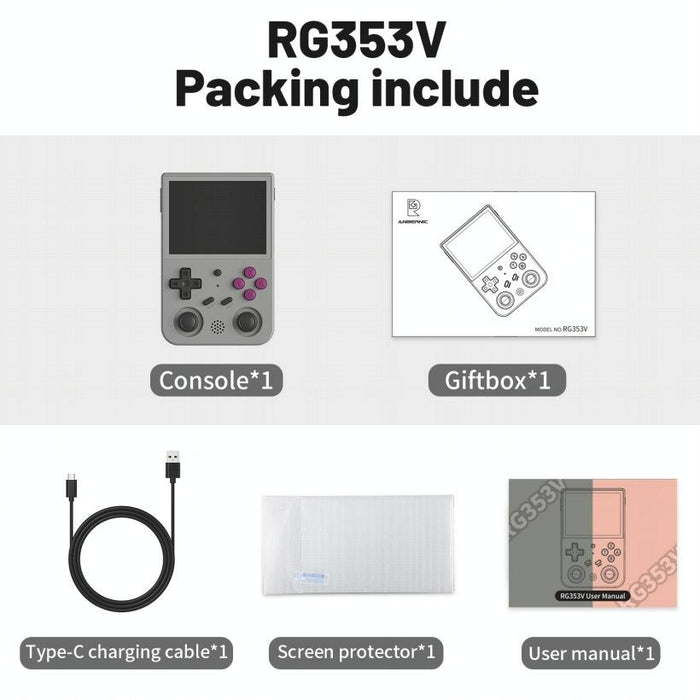 Rg353V 3.5 Inch Wireless Game Box Android 11 Linux Os Handheld Game Console 64G 15 000 Games Gray