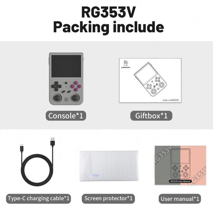 Rg353V 3.5 Inch Wireless Game Box Android 11 Linux Os Handheld Game Console 256G 35000 Games Gray