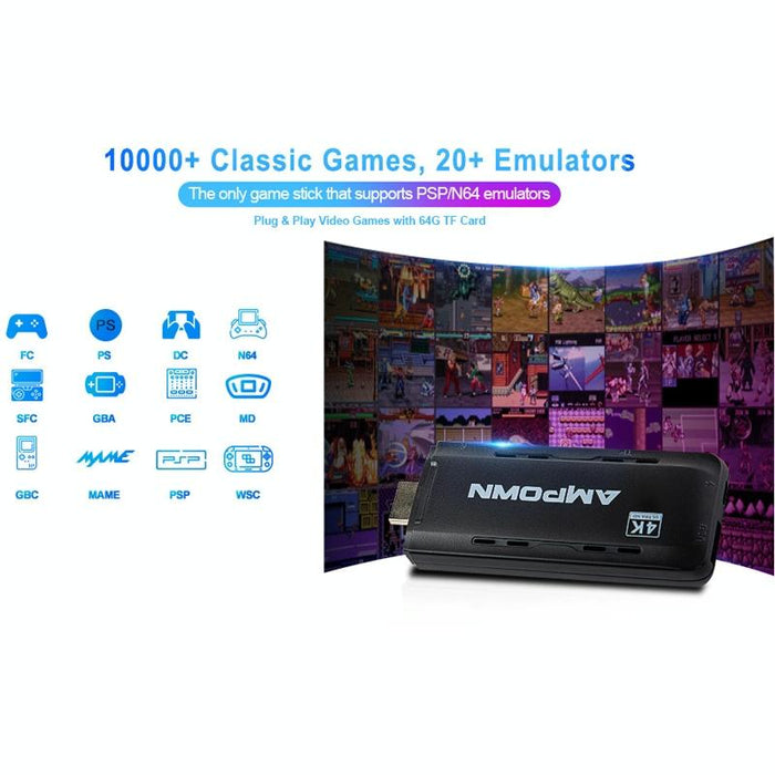 U9 Wireless 2.4G Hd Arcade Psp Home Tv Mini Game Console 64G 10000 & Games