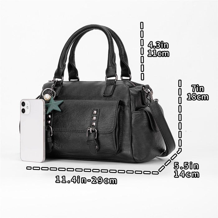 048 Pebbled Leather Multi-Compartment Handbag Large Capacity Crossbody Shoulder Bag