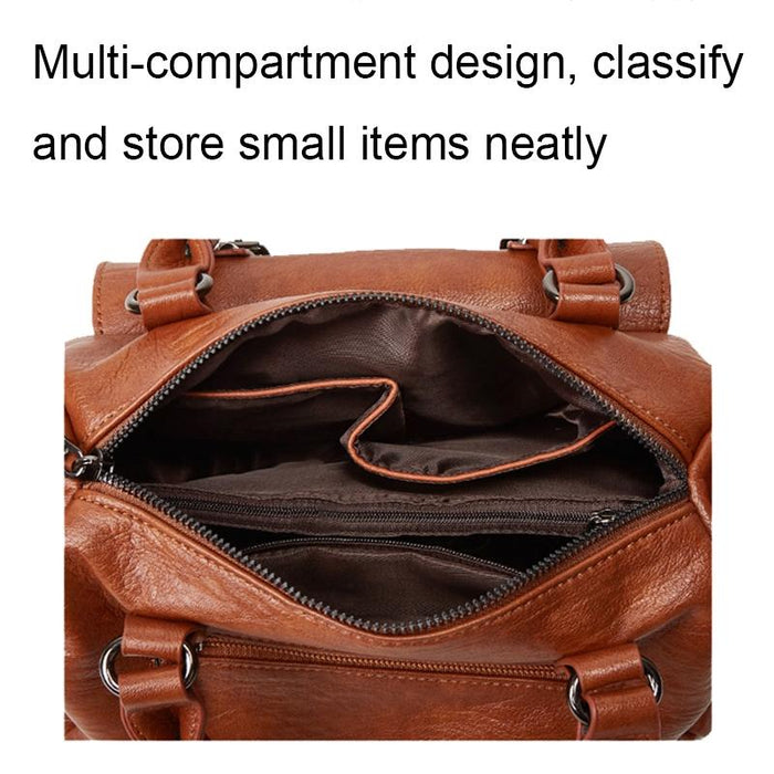 048 Pebbled Leather Multi-Compartment Handbag Large Capacity Crossbody Shoulder Bag