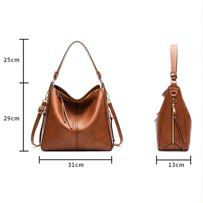 7871 Large Capacity Adjustable Leather Tote Bag