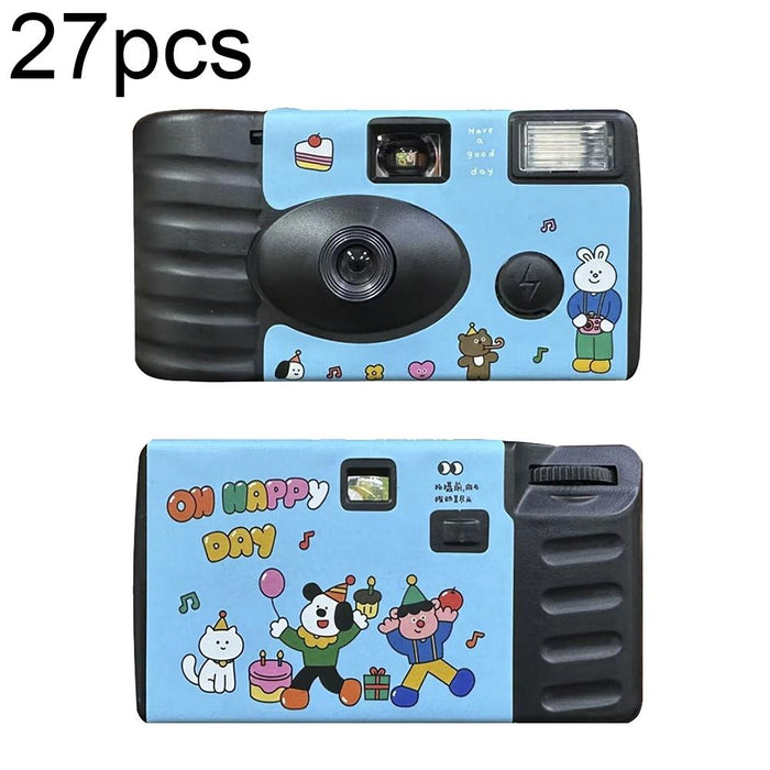 27Pcs Happy Day Retro Film Camera Waterproof Cartoon Decorative Stickers Without Camera