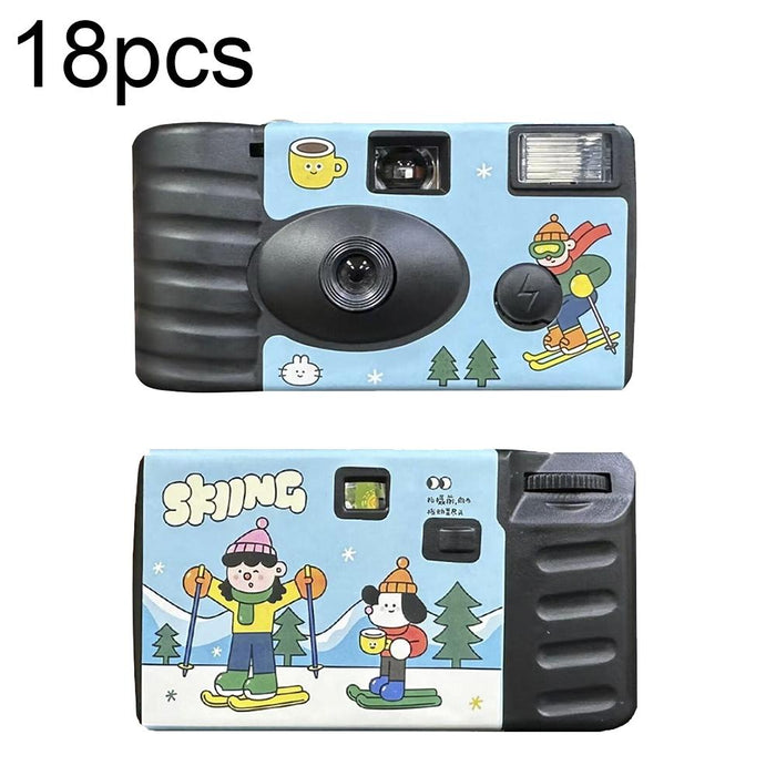 18Pcs Sking Retro Film Camera Waterproof Cartoon Decorative Stickers Without Camera