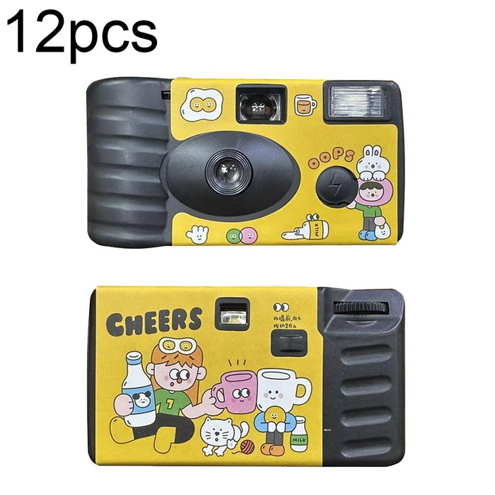 12Pcs Cheers Retro Film Camera Waterproof Cartoon Decorative Stickers Without Camera