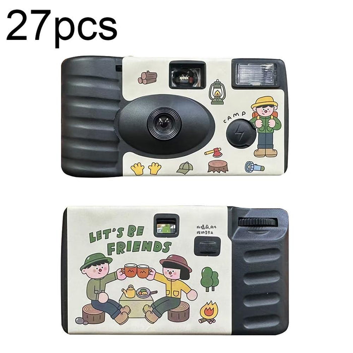 27Pcs Friend Retro Film Camera Waterproof Cartoon Decorative Stickers Without Camera