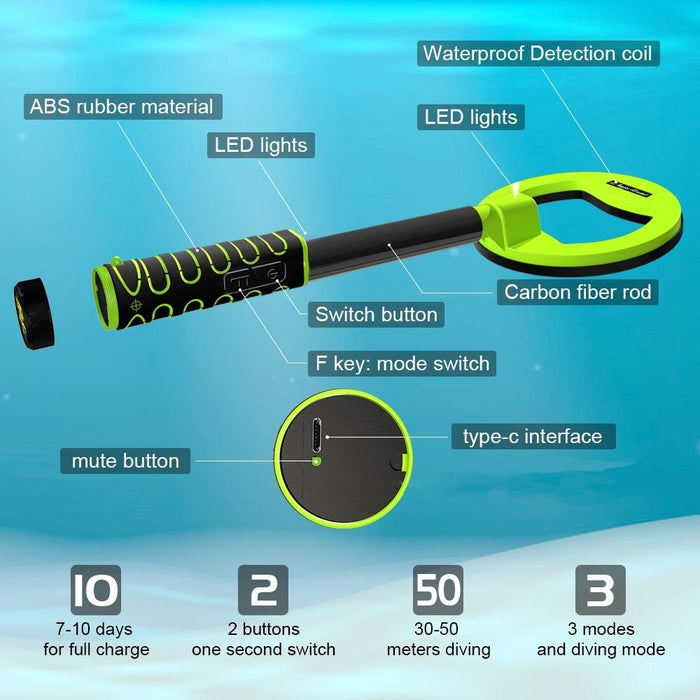 Goint Waterproof Handheld Metal Detector Underwater Treasure Hunter Detector