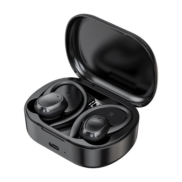 S260 Hanging Ear With Charging Bin Digital Display Stereo Bluetooth Earphones Black