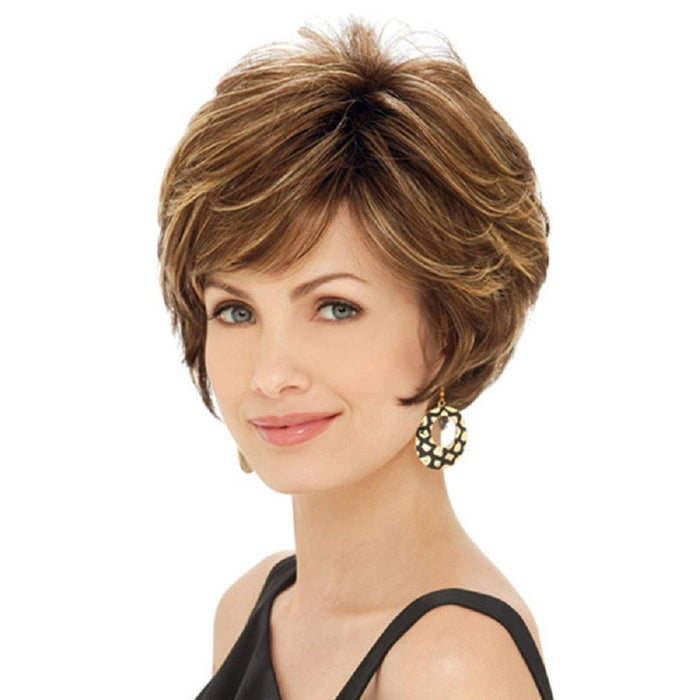 Short Curved Fluffy Women Wig Gold