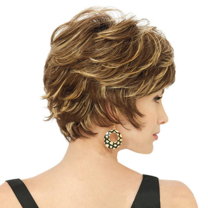 Short Curved Fluffy Women Wig Gold