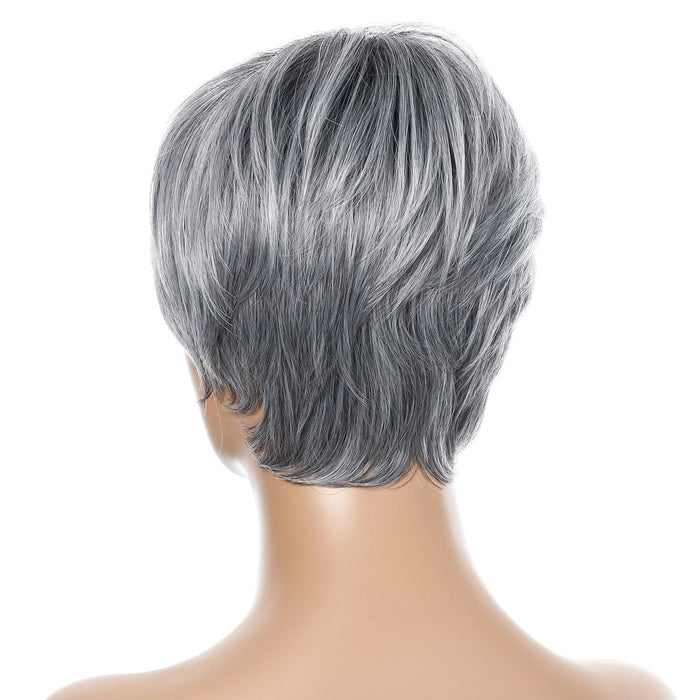 Silver Gray Short Straight Hair Wig High Temp Silk Fiber