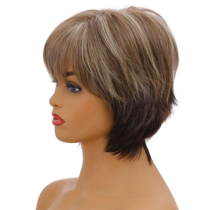 Mixed Light Gold Curly Short Hair Wig