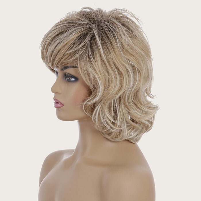 Gold Short Curly Wig High Temp Silk Fiber