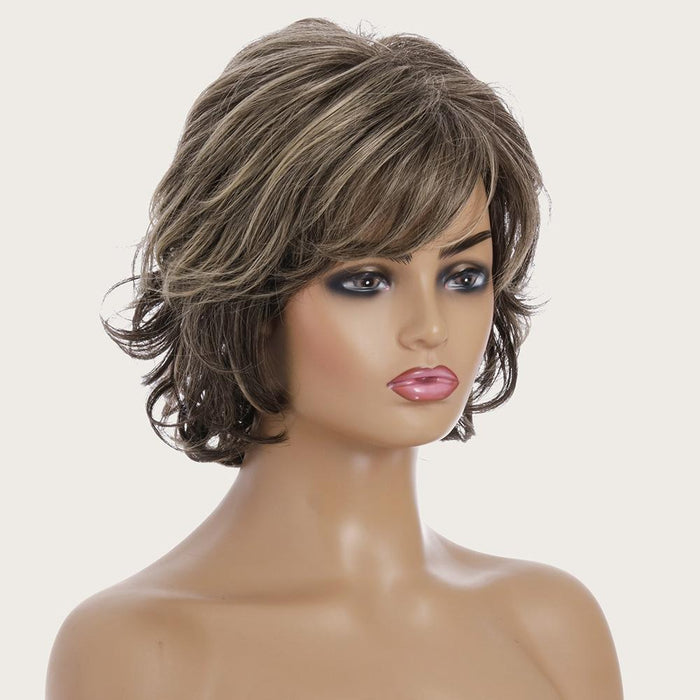 Gold Short Curly Hair Wig High Temp Silk Fiber