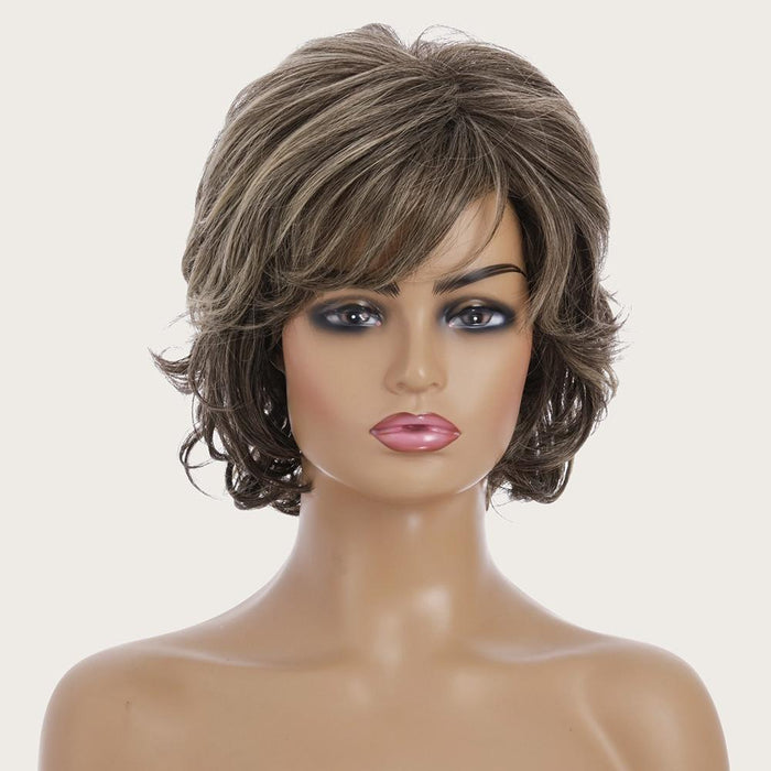 Gold Short Curly Hair Wig High Temp Silk Fiber