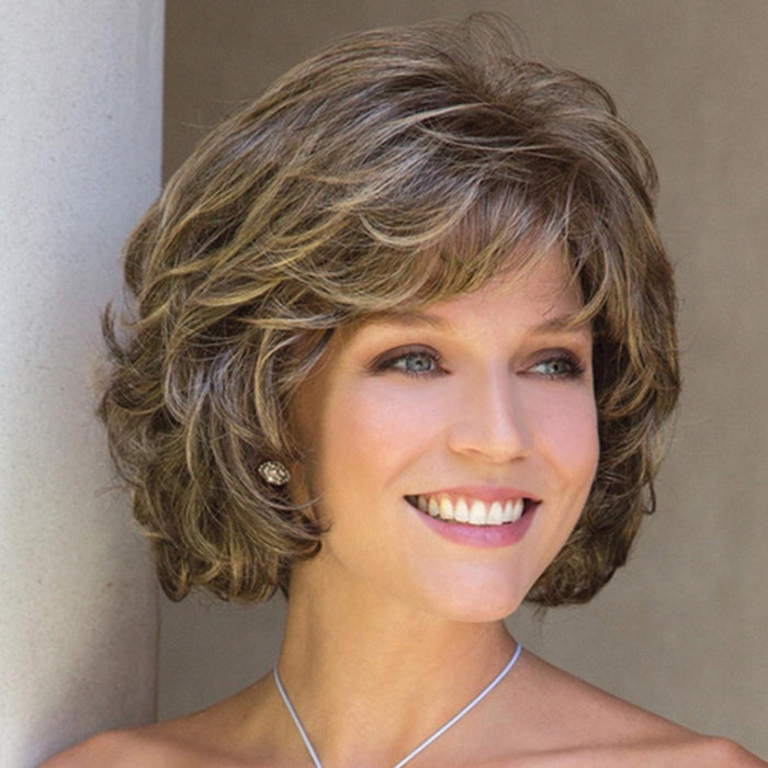 Gold Short Curly Hair Wig High Temp Silk Fiber