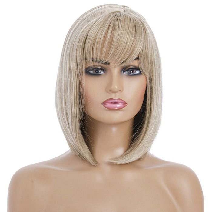 Light Gold Short Silk Wig For Women