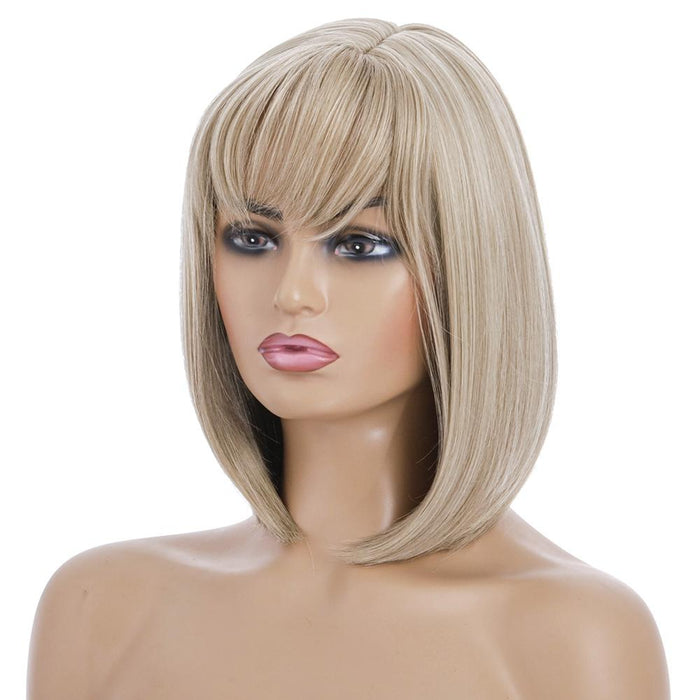 Light Gold Short Silk Wig For Women