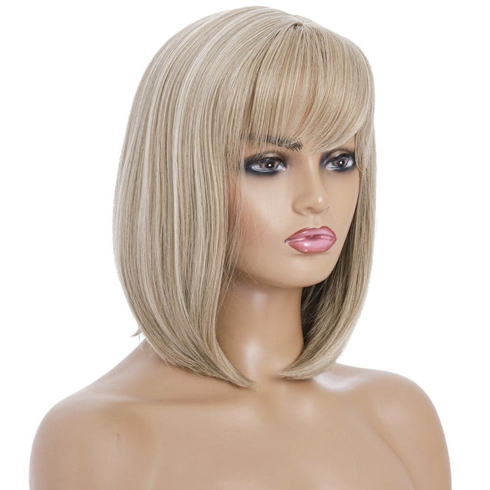 Light Gold Short Silk Wig For Women