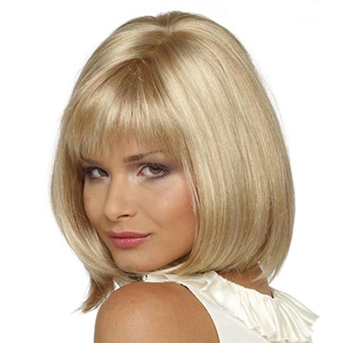 Light Gold Short Silk Wig For Women