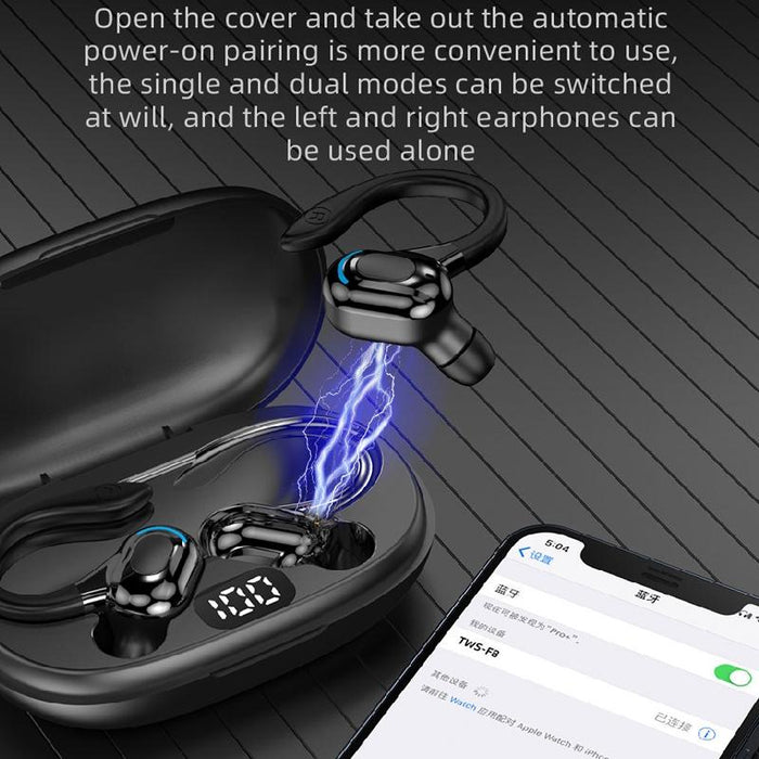 F8 Hanging Ear Stereo Wireless Bluetooth Earphones With Charging Bin