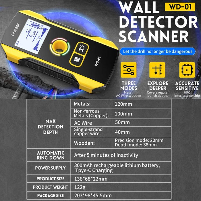 Wd-01 Multifunctional Load-Bearing Wall Wire Metal Detector Dark Line Scanner