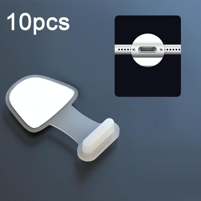 10Pcs Mobile Phone Charging Port Silicone Anti-Dust Plug Back-Adhesive Loss-Proof Cover