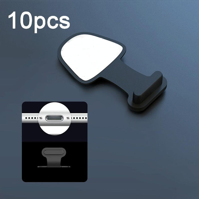 10Pcs Mobile Phone Charging Port Silicone Anti-Dust Plug Back-Adhesive Loss-Proof Cover