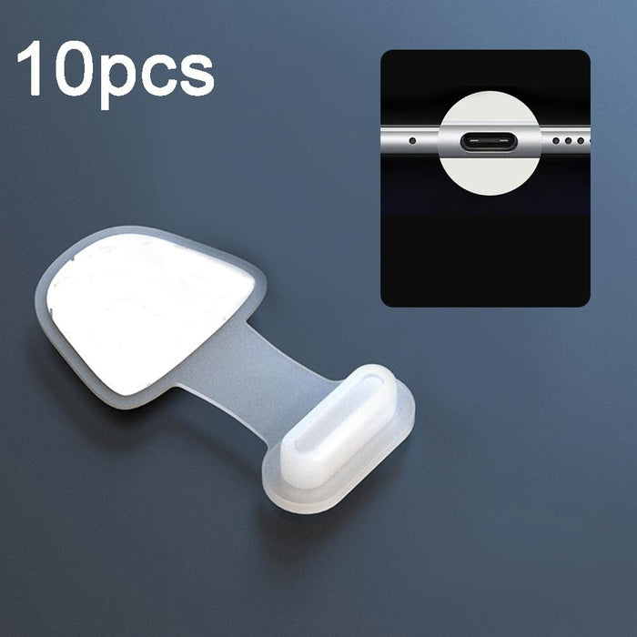 10Pcs Mobile Phone Charging Port Silicone Anti-Dust Plug Back-Adhesive Loss-Proof Cover