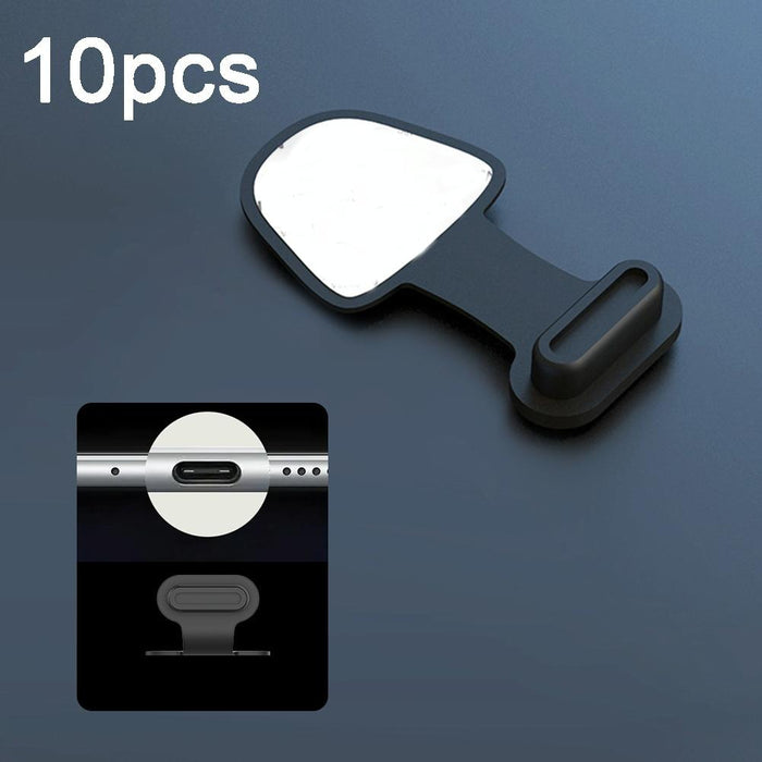 10Pcs Mobile Phone Charging Port Silicone Anti-Dust Plug Back-Adhesive Loss-Proof Cover