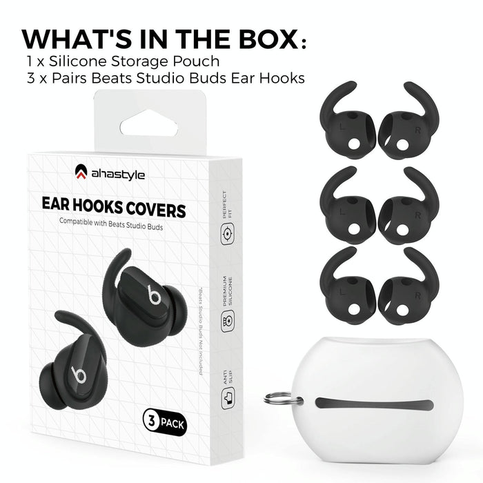 For Beats Studio Buds Ahastyle Pt172 Earphone Silicone Ear Caps - Earcap Black