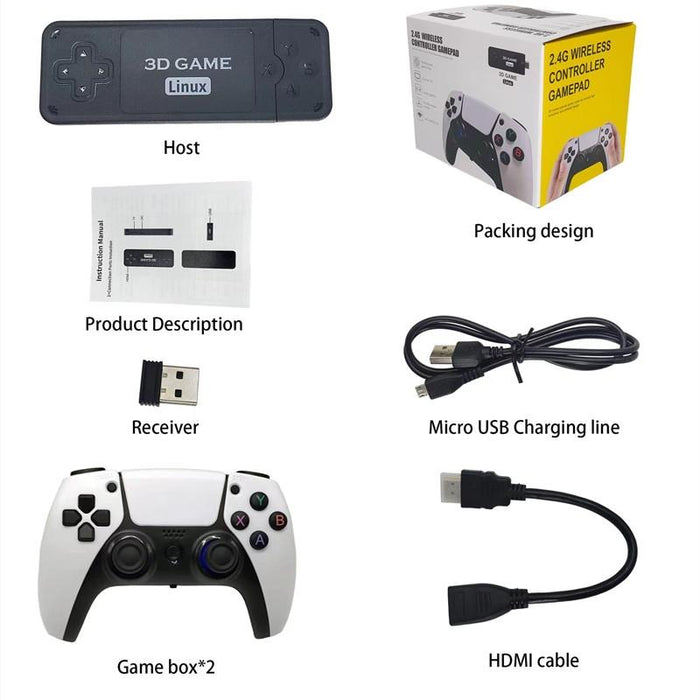 U9 Pro Hdmi Hd 2.4G Wireless Psp Tv Double Game Console 128G 12000 & Games