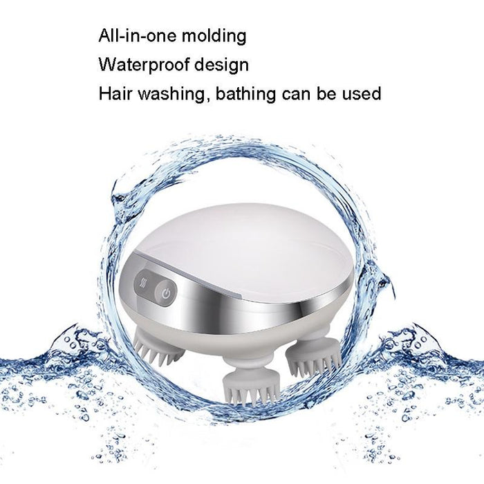 Electric Head Massager With Hot Compress & Vibration Waterproof English Version