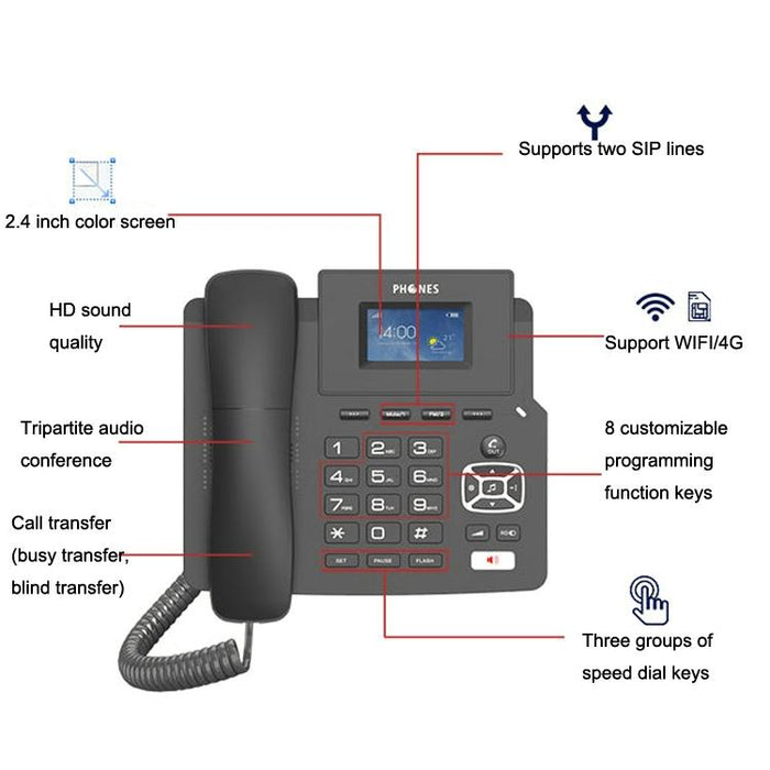 P03 4G+ Voip Dual Mode Wireless Fixed Line Sip Network Phone Ip Enterprise Office Phone Wireless Landline