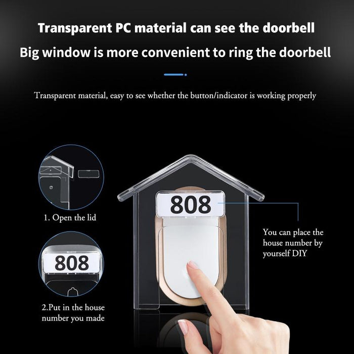 Wireless Doorbell Waterproof Cover Outdoor Doorbell Transparent Rain Protection Case E30