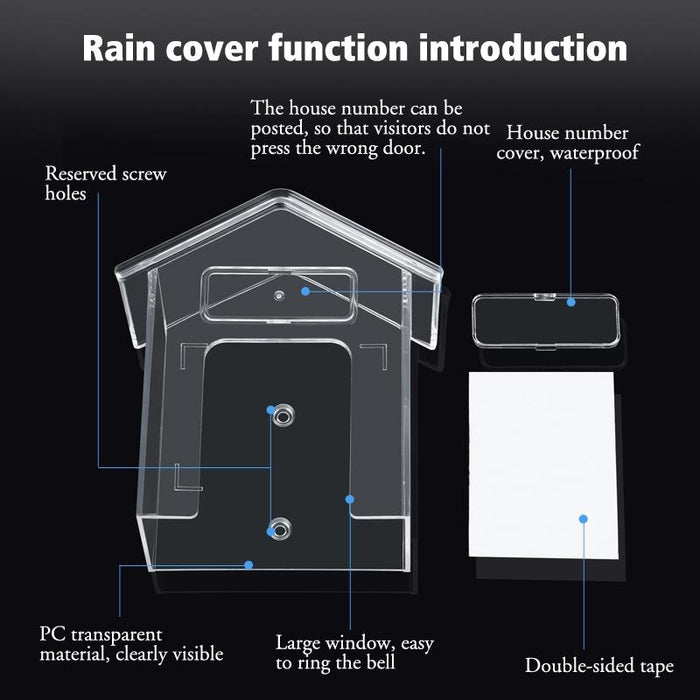 Wireless Doorbell Waterproof Cover Outdoor Doorbell Transparent Rain Protection Case E30