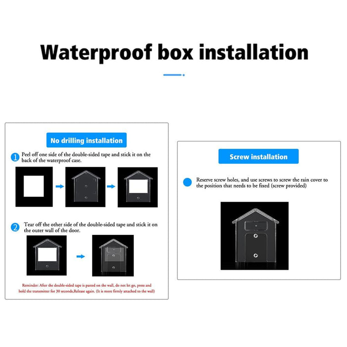 Wireless Doorbell Waterproof Cover Outdoor Doorbell Transparent Rain Protection Case E30