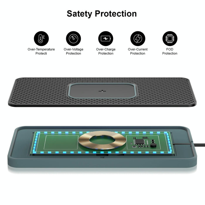 2 In 1 15w Car Mobile Phone Wireless Charger Non-slip Mat