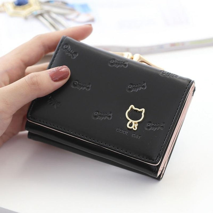 Cartoon Cute Cat Tri-Fold Wallet Mini Embossed Multifunctional Wallet