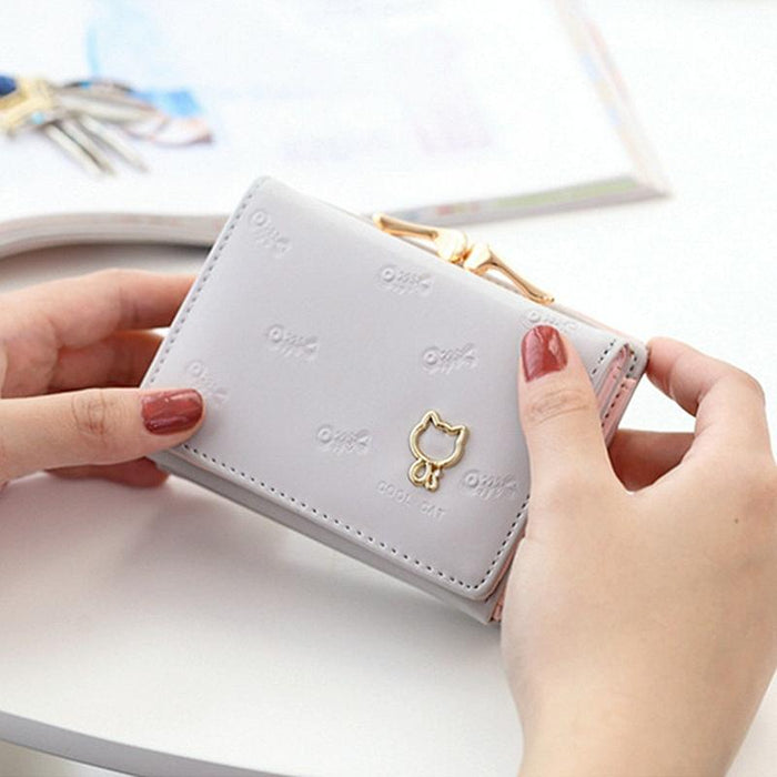 Cartoon Cute Cat Tri-Fold Wallet Mini Embossed Multifunctional Wallet