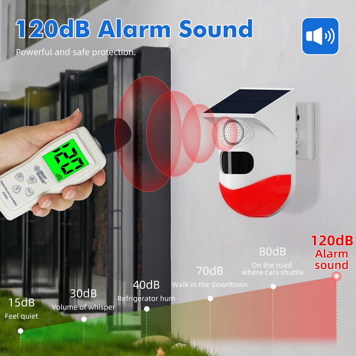 Infrared Motion Solar Outdoor Pir Wireless Strobe Siren Detector Sound Alarm