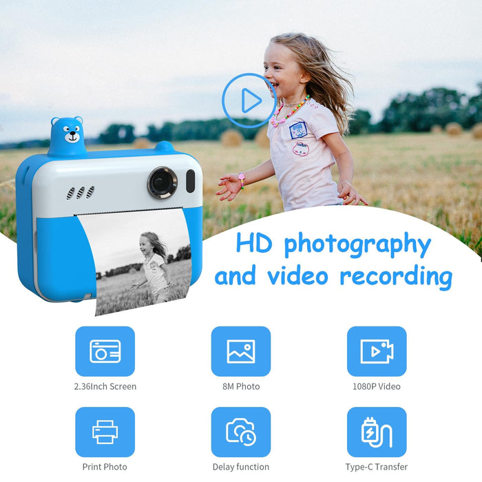 2.36 Inch Led Hd Display 1080P Childrens Camera Thermal Printing Instant Camera