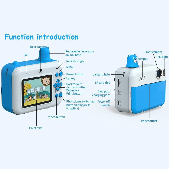 2.36 Inch Led Hd Display 1080P Childrens Camera Thermal Printing Instant Camera