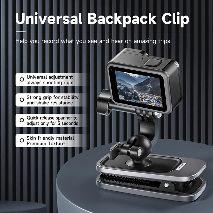 360 Degree Rotation Backpack Clip Clamp Mount For Action