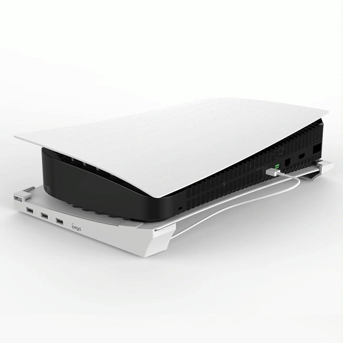 For Ps5 Horizontal Stand With 4-Port Usb Hub Base Holder