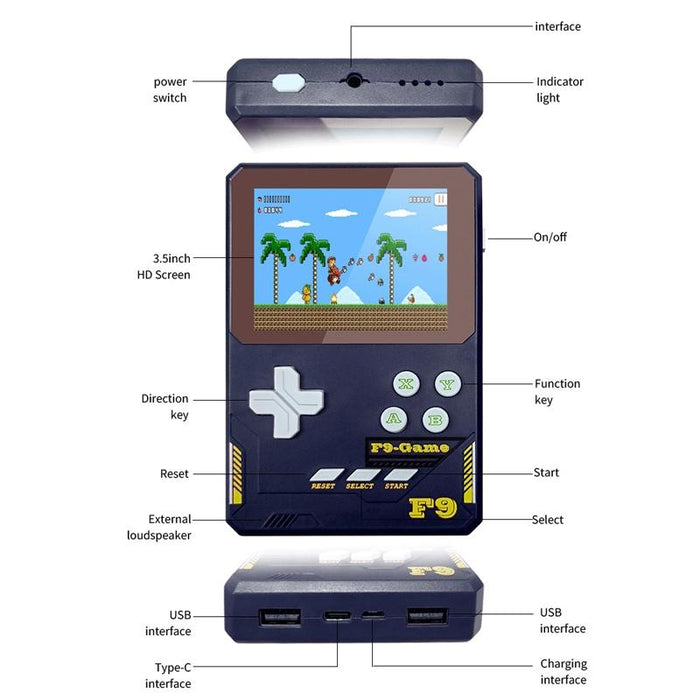 F9 3.5 Inch Hd Handheld Game Console Children Gift - Dark Blue